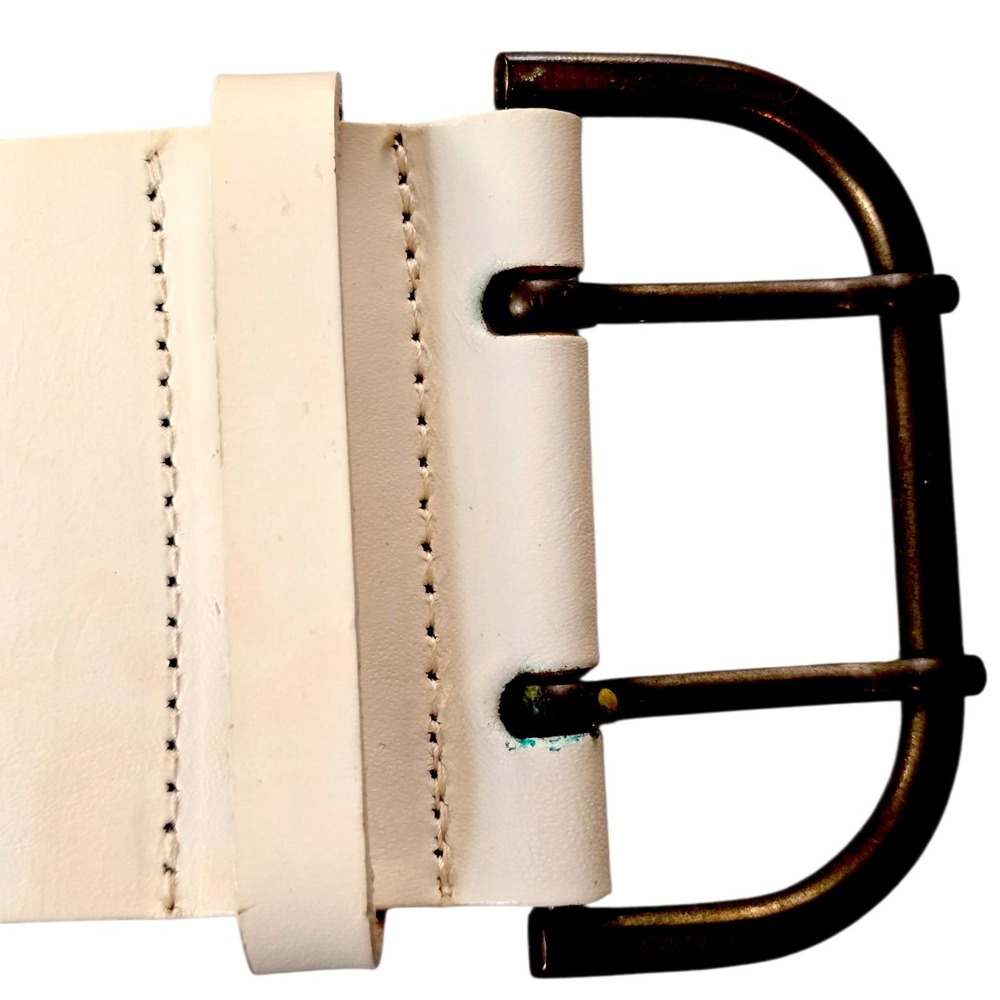 Vintage Calvin Klein Wide White Leather Belt M/L 37.5" 2.5" Width 80s 90s - Picture 7 of 16
